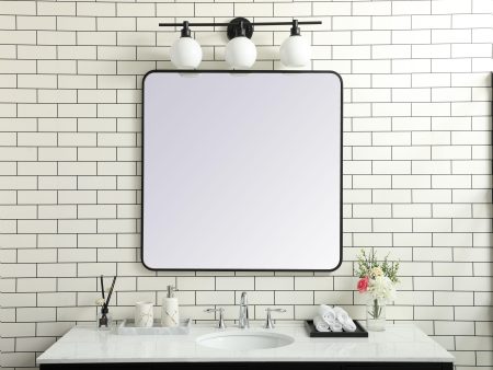 Soft Corner Metal Rectangular Mirror 36X36 Inch In Black For Sale