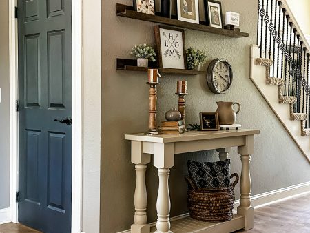 Entry table with baluster legs khaki For Cheap