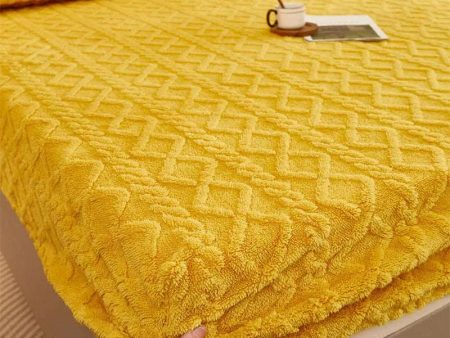 Winter Warm Yellow Taff Velvet Fleece Bed Sheet For Discount