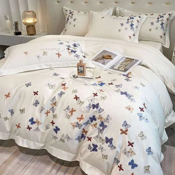 Butterfly Elegance 100% Egyptian Cotton Luxury Bedding Set Hot on Sale