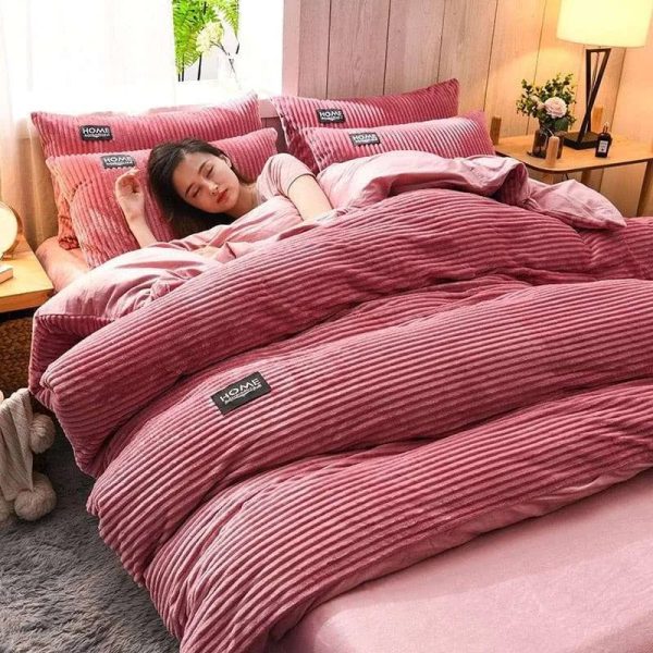 Solid Color Double Thick Velvet Duvet Cover For Cheap