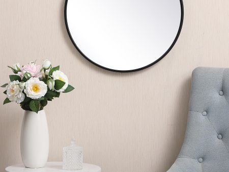 Metal Frame Round Mirror 21 Inch In Black Discount