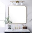 Soft Corner Metal Rectangular Mirror 36X36 Inch In Brass Cheap