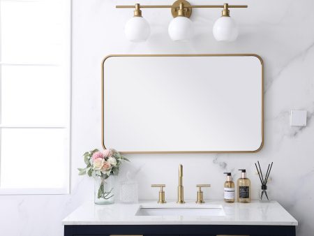 Soft Corner Metal Rectangular Mirror 22X36 Inch In Brass Online