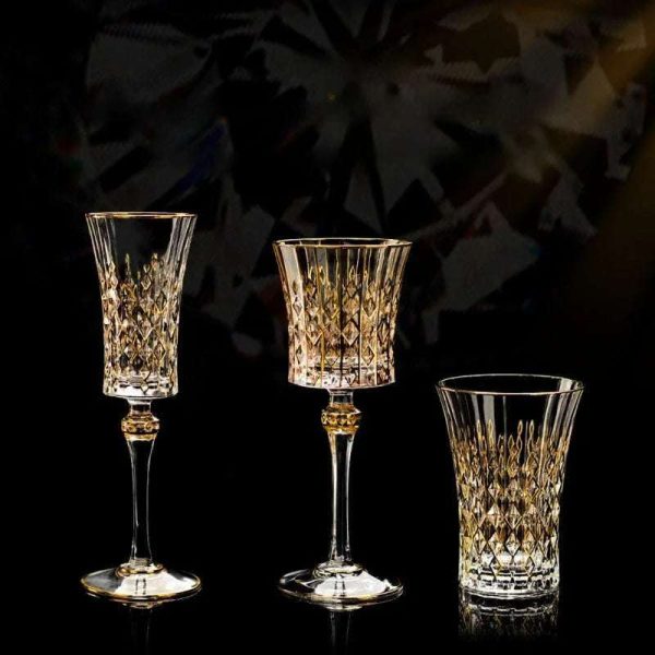 European Elegance Crystal Whiskey and Wine Glass Set Cheap