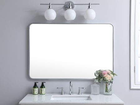 Soft Corner Metal Rectangular Mirror 28X42 Inch In Silver Cheap