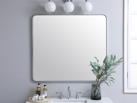 Soft Corner Metal Rectangular Mirror 36X40 Inch In Silver Hot on Sale