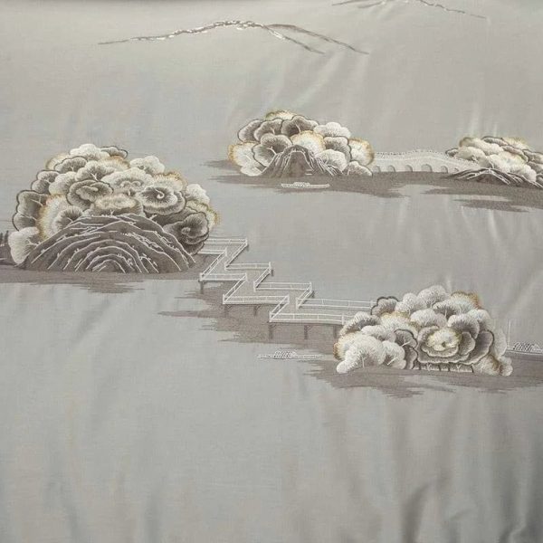 Landscape Scenery Embroidered Egyptian Cotton Bedding Set Cheap