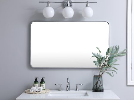 Soft Corner Metal Rectangular Mirror 24X40 Inch In Silver For Discount