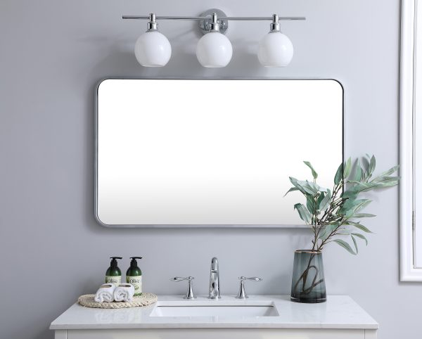 Soft Corner Metal Rectangular Mirror 24X40 Inch In Silver For Discount