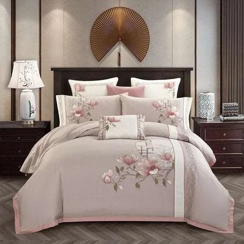 4-piece embroidered bedding set Hot on Sale