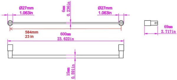 Richelieu NB1072443 Bayview Collection 24-Inch Minimalist Rectangular Bathroom Towel Bar For Sale