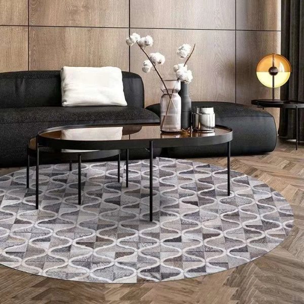 Geometric Pattern Round Carpet - Anti-Slip & Machine Washable For Sale