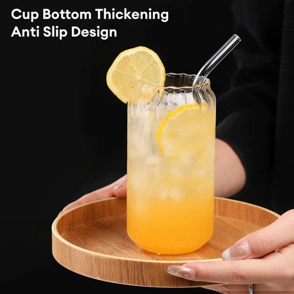 Korean Elegance Striped Glass Cup For Cheap