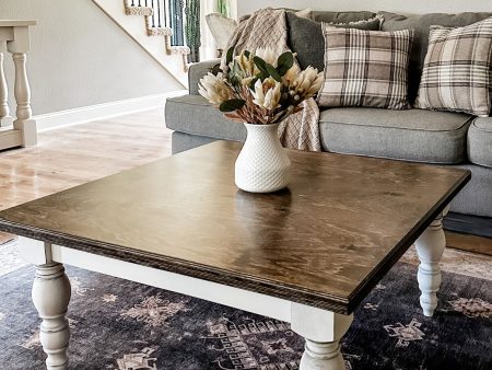 Airy farmhouse coffee table square Sale