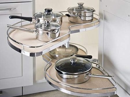 Lemans II Set 2-Shelf Lazy Susan with Soft-Close for Blind Base Corner Cabinets Chrome and Maple Online Hot Sale