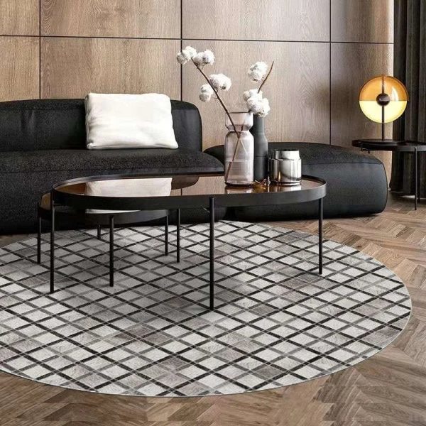 Geometric Pattern Round Carpet - Anti-Slip & Machine Washable For Sale