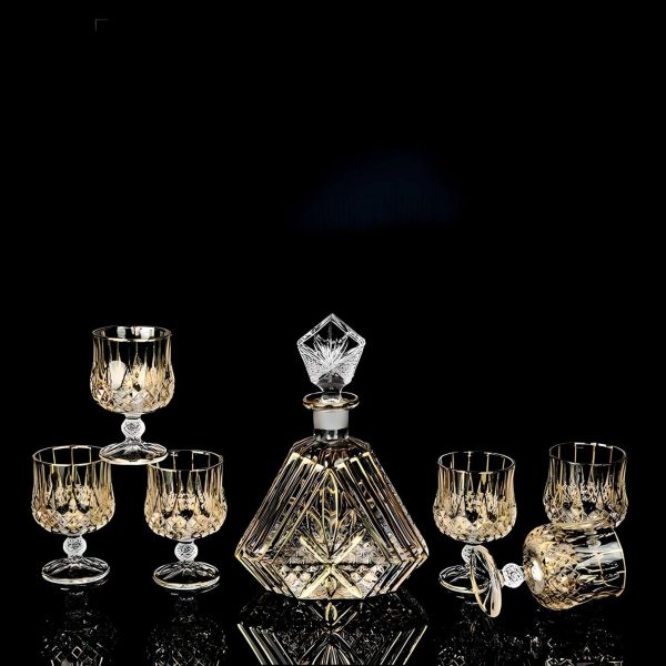 Gold-Lined Crystal Whisky & Wine Glass Set Discount