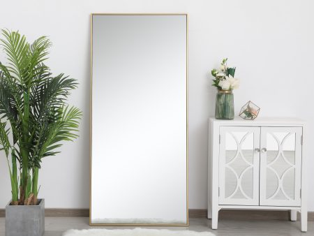 Metal Frame Rectangle Mirror 30 Inch In Brass Online now