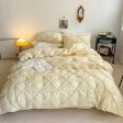 Lovey Cosy South Korea Accessible Luxury New Arrival Twisted Flower Washed Cotton Brushed Princess Cream Yellow Four-Piece Bedding Set For Cheap