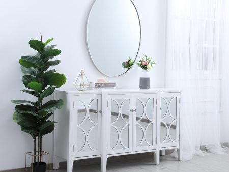 Metal Frame Oval Mirror 40 Inch In Silver For Sale