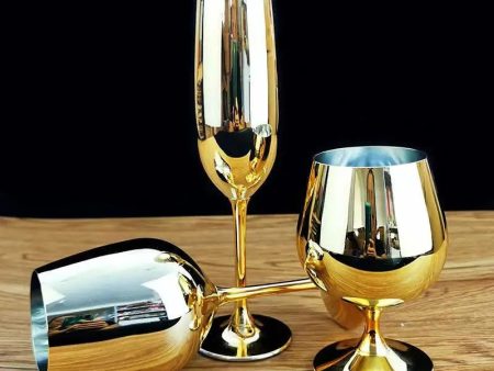 Sophisticated Electroplated Gold Crystal Champagne Glass For Discount