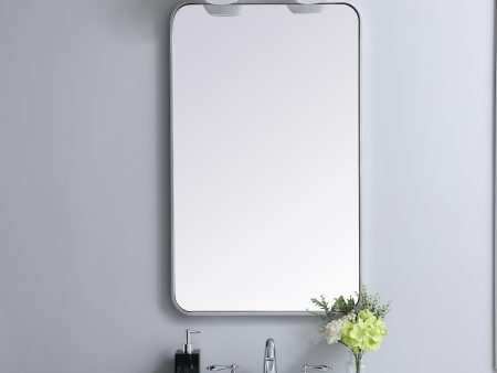 Soft Corner Metal Rectangular Mirror 22X36 Inch In Silver For Cheap