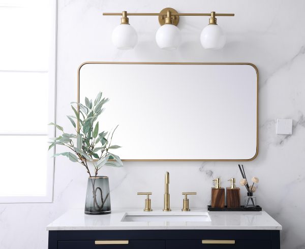 Soft Corner Metal Rectangular Mirror 22X40 Inch In Brass Online now