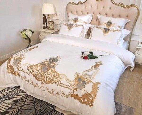 New Luxury embroidery Sheet Pillowcase and Duvet Cover Set Sale