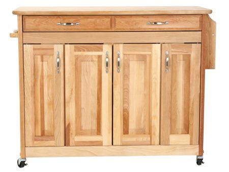 Butcher Block Kitchen Island with Drop Leaf Spice Rack 54228 on Sale