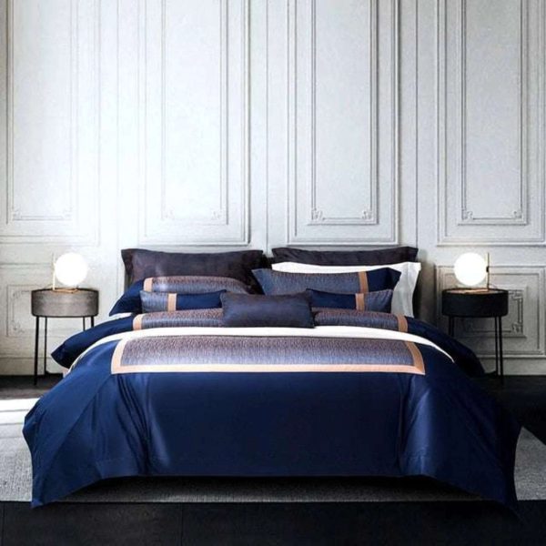 Elegant Italian Cotton Geometric Satin Bedding Set Online now