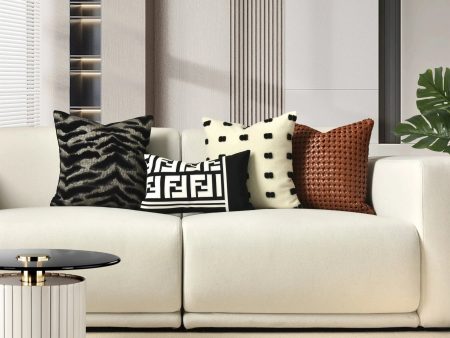 Chic Black and White Orange Accent High-End Cushion Fashion