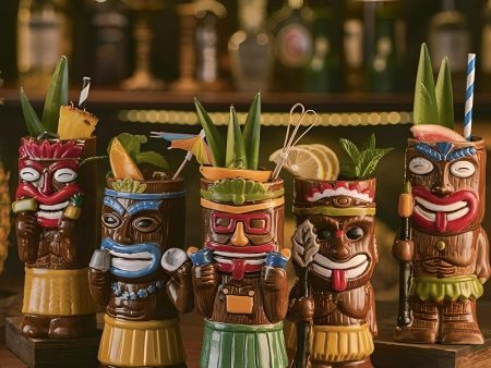 Hawaiian Brown Tiki Mug - Tropical Cocktail Delight Discount