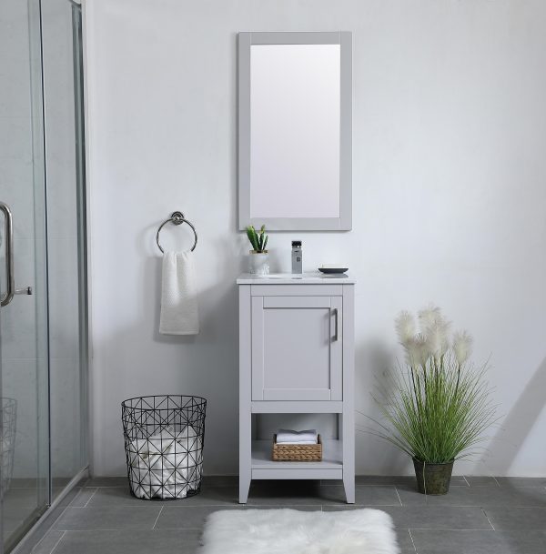 Aqua Rectangle Vanity Mirror 18 Inch In Grey Online Sale