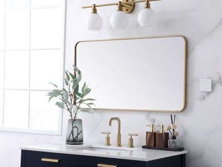 Soft Corner Metal Rectangular Mirror 22X40 Inch In Brass Online now