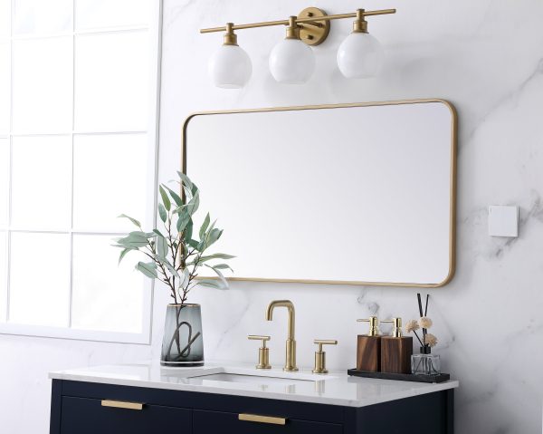 Soft Corner Metal Rectangular Mirror 22X40 Inch In Brass Online now