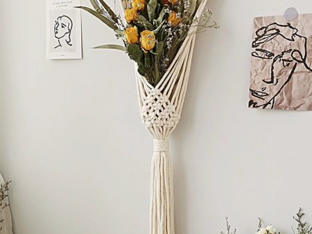 Hand-Woven Cotton Rope Tapestry with Dried Flower Pocket Online Hot Sale