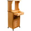 Microwave Coffee Natural Wood Kitchen Cart with Hutch Top 51570 Sale