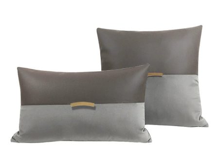 Wild House Modern Light Luxury Gray Leather Stitching Pillow Metal Buckle Decorative Cushions Sofa Cushion Sets Sale