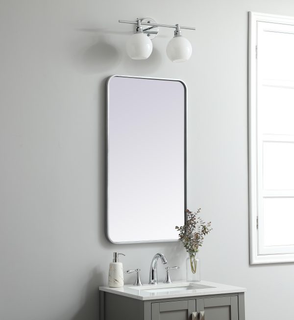 Soft Corner Metal Rectangular Mirror 20X36 Inch In Silver Supply