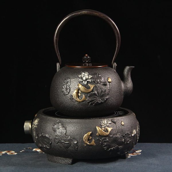 Opulent Dragon and Phoenix Gilt Iron Pot Cheap