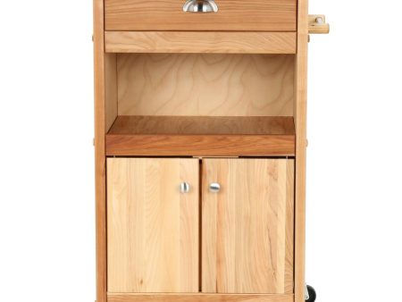 Natural Wood Kitchen Cart with Storage and Casters 1569 Hot on Sale