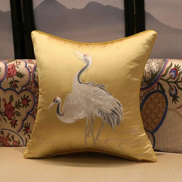 Crane Print Cushion Cover For Sale