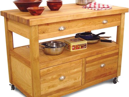 Kitchen Workstation Open Storage Butcher Block by Catskill 1426 For Sale