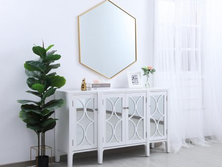 Metal Frame Hexagon Mirror 41 Inch In Brass Online now