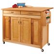 Portable Natural Kitchen Cart with Butcher Block Top and Drop Leaf 53228 Supply