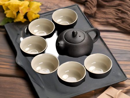 Zen Elegance Black Pottery Tea Set - 9 Pieces Online now