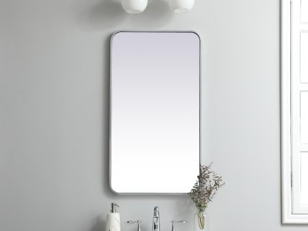 Soft Corner Metal Rectangular Mirror 20X36 Inch In Silver Supply