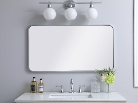 Soft Corner Metal Rectangular Mirror 22X40 Inch In Silver Fashion