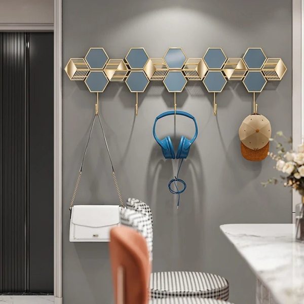 Modern Gold Wall Mount Coat Rack with 5 Hooks Sale